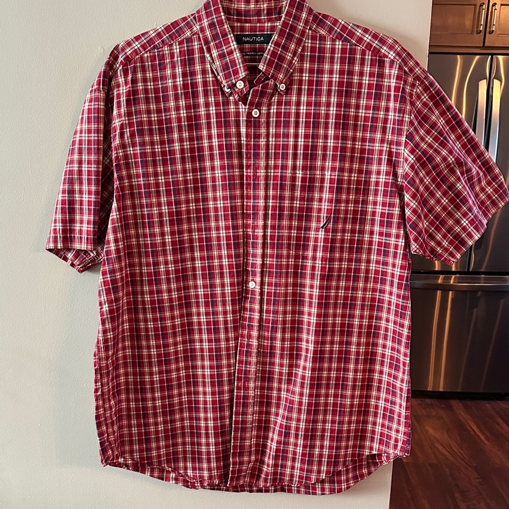 Nautica short sleeve button down, logo shirt, like new condition